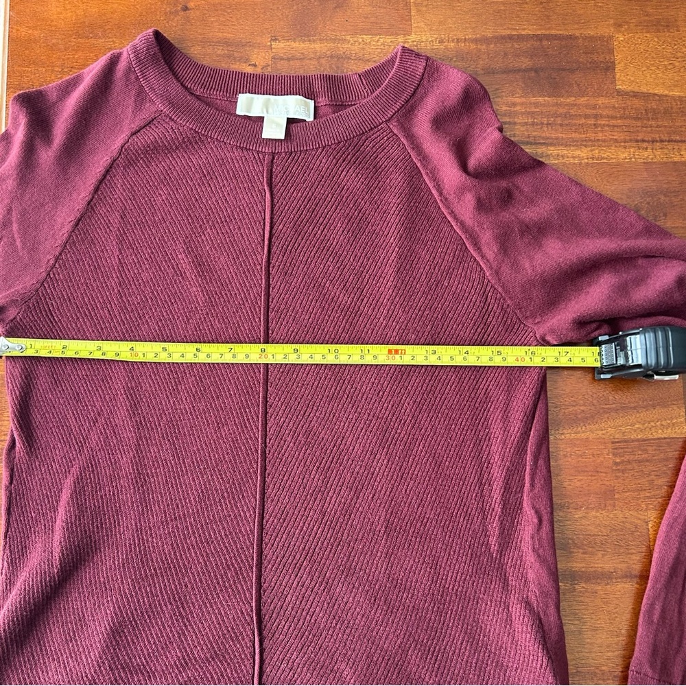 Michael Kors‎ soft cotton blend burgundy split hem long sleeve sweater blouse - Picture 8 of 10